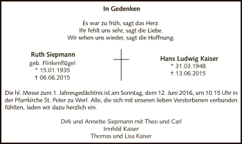 Todesanzeige von Ruth und Hans Ludwig  von MZV