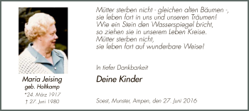 Todesanzeige von Maria Jeising von MZV
