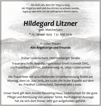 Todesanzeige von Hildegard Litzner von MZV