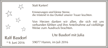 Todesanzeige von Ralf Basdorf von MZV