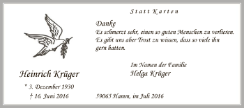 Todesanzeige von Heinrich Krüger von MZV