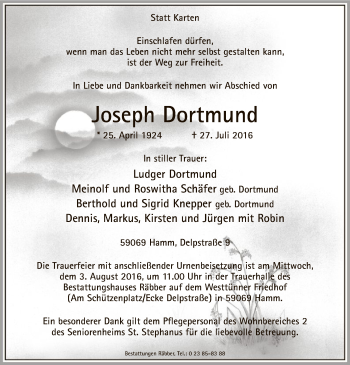 Todesanzeige von Joseph Dortmund von MZV