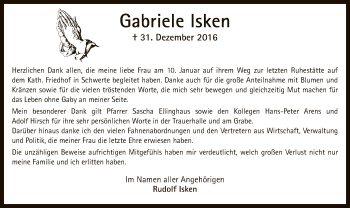 Todesanzeige von Gabriele Isken von MZV