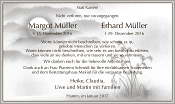 Todesanzeige von Margot und Erhard Müller von MZV