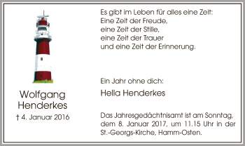 Todesanzeige von Wolfgang Henderkes von MZV