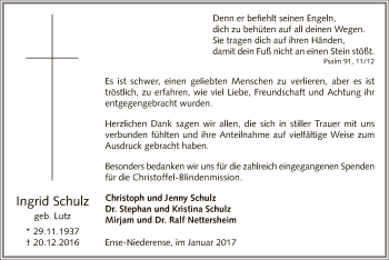 Todesanzeige von Ingrid Schulz von MZV