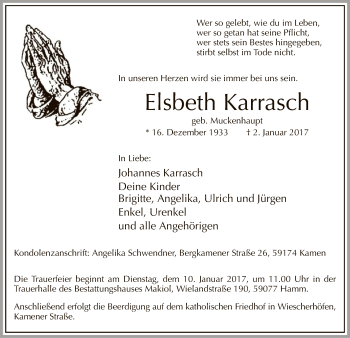 Todesanzeige von Elsbeth Karrasch von MZV