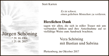 Todesanzeige von Jürgen Schöning von MZV