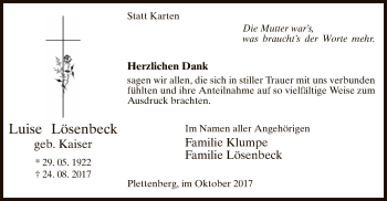 Todesanzeige von Luise Lösenbeck von MZV