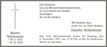 Todesanzeige von Marita Schürmann von MZV