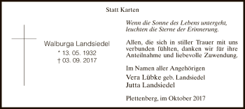 Todesanzeige von Walburga Landsiedel von MZV