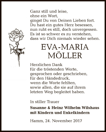 Todesanzeige von Eva-Maria Möller von MZV