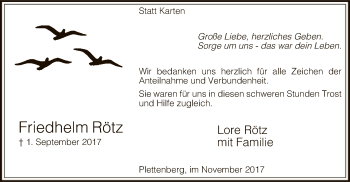 Todesanzeige von Friedhelm Rötz von MZV