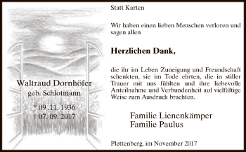 Todesanzeige von Waltraud Dornhöfer von MZV