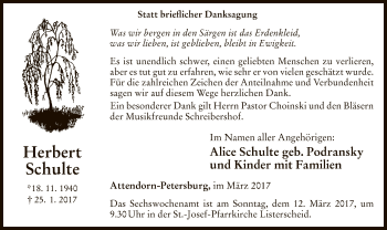 Todesanzeige von Herbert Schulte von MZV