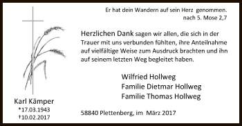 Todesanzeige von Karl Kämper von MZV