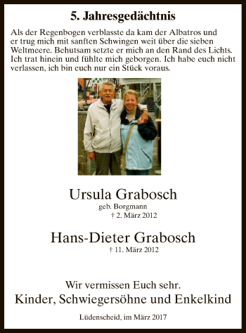 Todesanzeige von Ursula und Hans-Dieter Grabosch von MZV