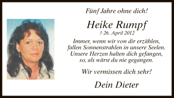 Todesanzeige von Heike Rumpf von MZV