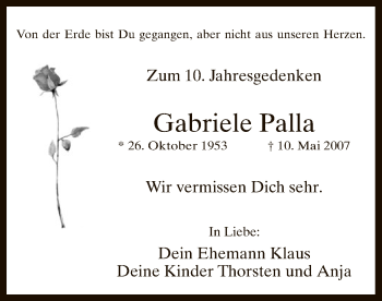 Todesanzeige von Gabriele Palla von MZV