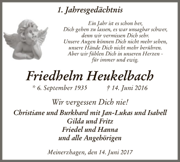 Todesanzeige von Friedhelm Heukelbach von MZV