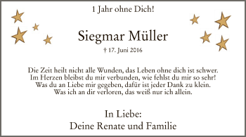 Todesanzeige von Siegmar Müller von MZV