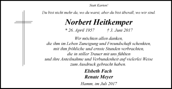 Todesanzeige von Norbert Heitkemper von MZV