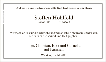 Todesanzeige von Steffen Hohlfeld von MZV