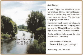 Todesanzeige von Gerhard Schütz von MZV