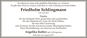 Todesanzeige von Friedhelm Schlingmann von MZV