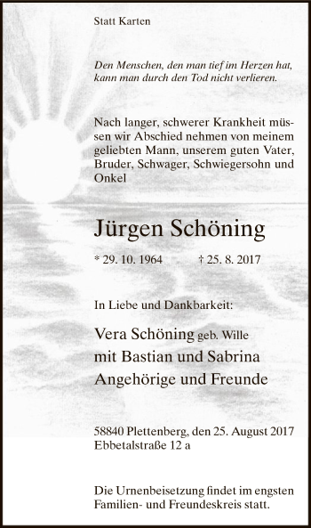 Todesanzeige von Jürgen Schöning von MZV