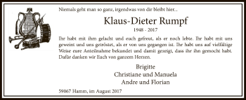 Todesanzeige von Klaus-Dieter Rumpf von MZV