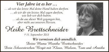 Todesanzeige von Heike Brettschneider von MZV