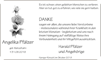 Todesanzeige von Angelika Pfälzer von MZV