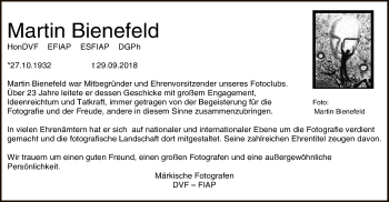 Todesanzeige von Martin Bienefeld von MZV