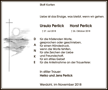 Todesanzeige von Ursula und Horst  Perlick von MZV