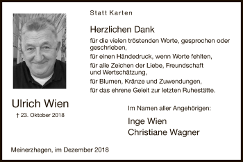 Todesanzeige von Ulrich Wien von MZV