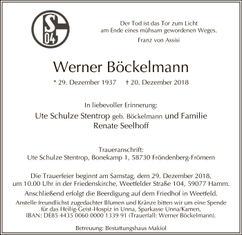 Todesanzeige von Werner Böckelmann von MZV