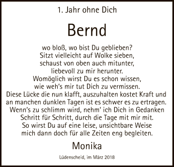 Todesanzeige von Bernd  von MZV