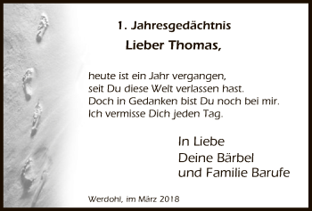 Todesanzeige von Thomas  von MZV