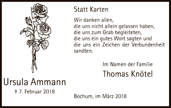 Todesanzeige von Ursula Ammann von MZV