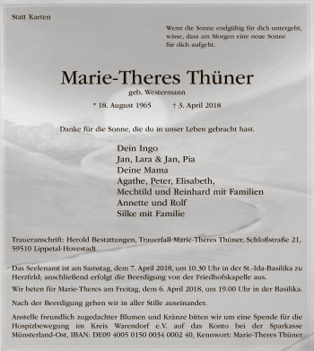 Todesanzeige von Marie-Theres Thüner von MZV