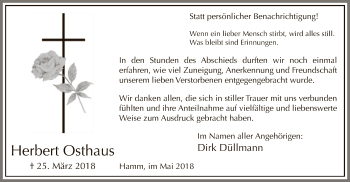 Todesanzeige von Herbert Osthaus von MZV