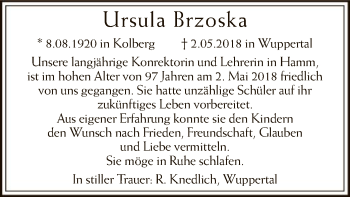 Todesanzeige von Ursula Brzoska von MZV