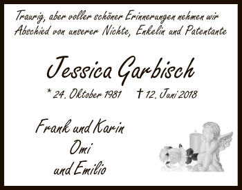 Todesanzeige von Jessica Garbisch von MZV