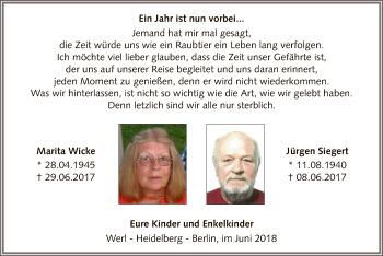 Todesanzeige von Marita und Jürgen  von MZV