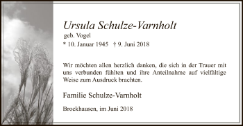 Todesanzeige von Ursula Schulze-Varnholt von MZV