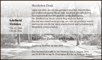 Todesanzeige von Adelheid Oeliden von MZV