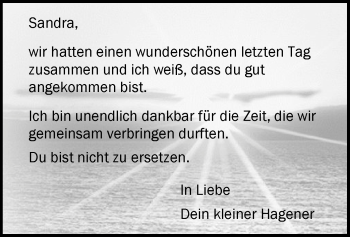 Todesanzeige von Sandra Linden von MZV