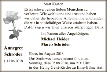 Todesanzeige von Annegret Schröder von MZV