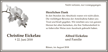 Todesanzeige von Christine Eickelau von MZV